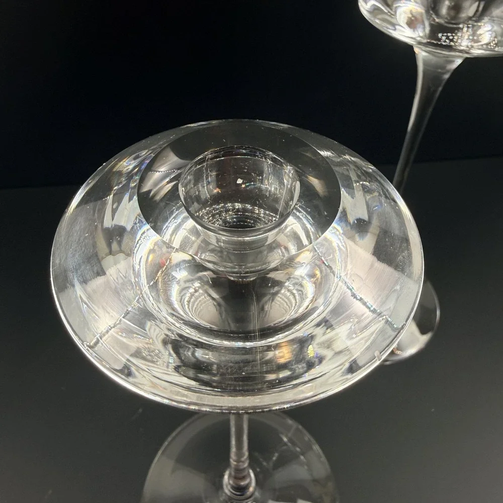 Kosta Boda Fanfare Crystal Candlesticks Pair Kjell Engman‎ Sweden
